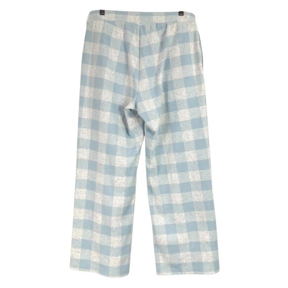 Soft Surroundings Blue/Gray Plaid Flannel Pants Sz S Pull-On Wide Leg w/Pockets - Picture 2 of 5